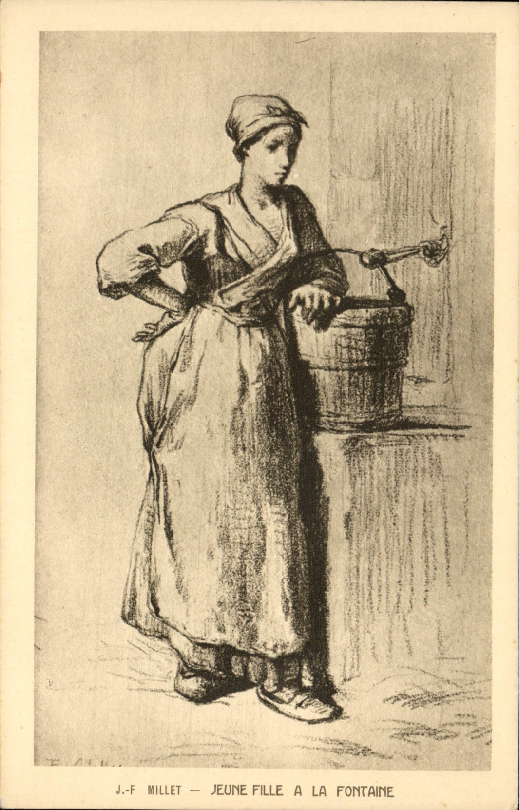VINTAGE POSTCARD Millet Young girl With the Fountain