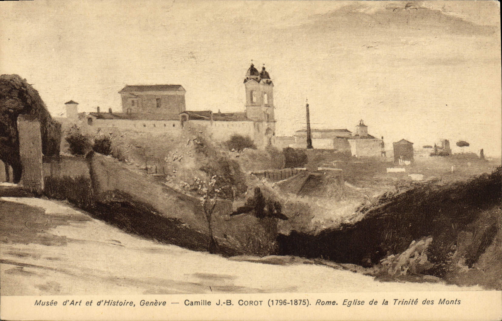 CPA Musee D'Art Et D'Histoire Geneve Camille JB Corot Rome Eglise de la Trinite des Monts 