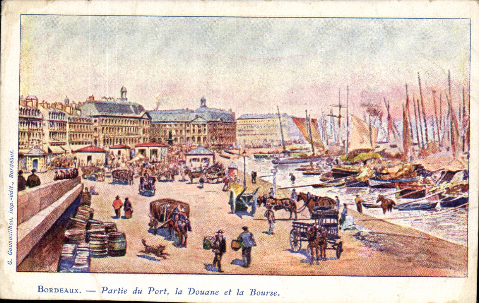 CPA Douanes Bordeaux Partie du port la Douane et la Bourse