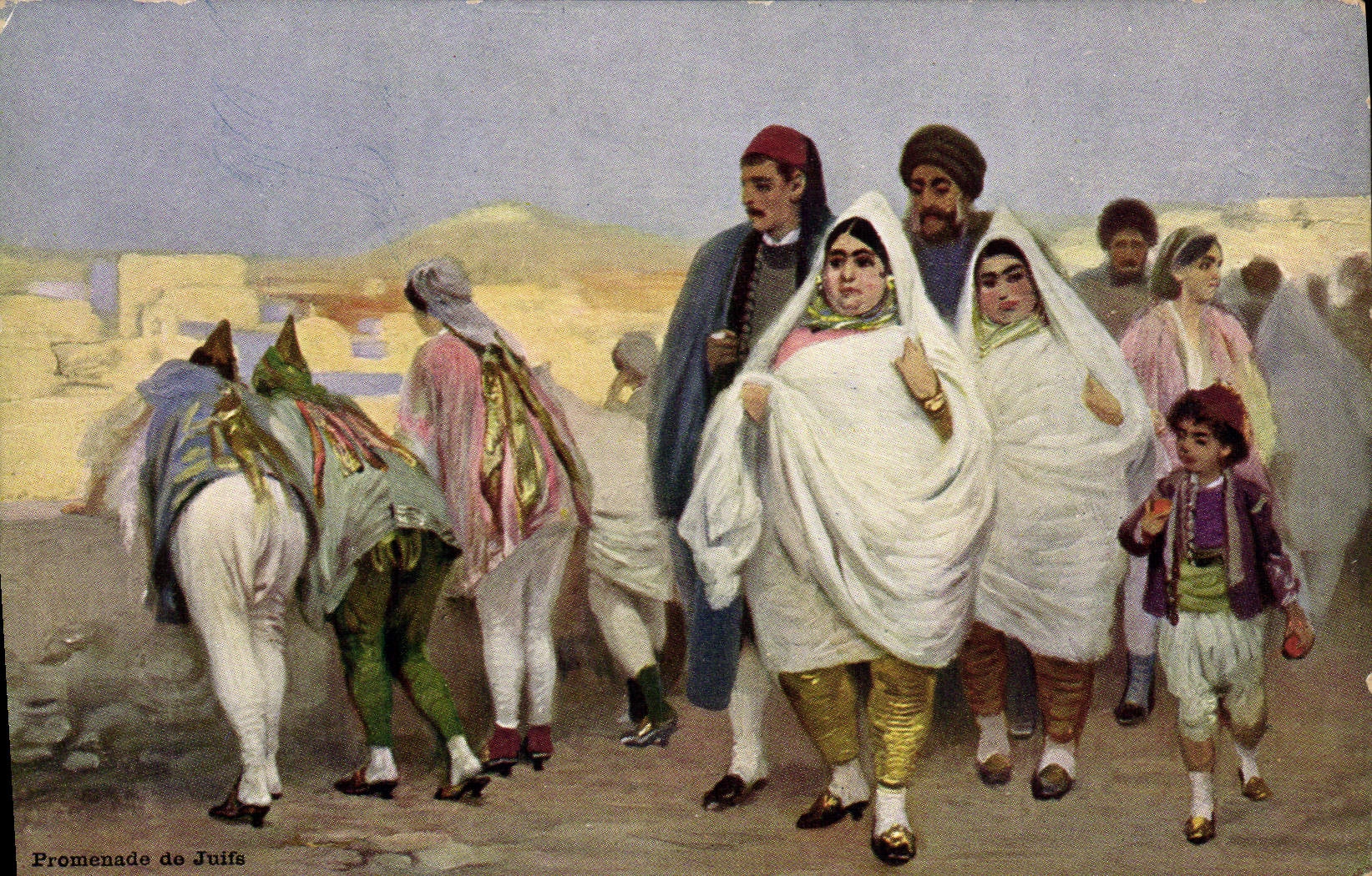 CPA Judaica Juif Promenade de juifs 