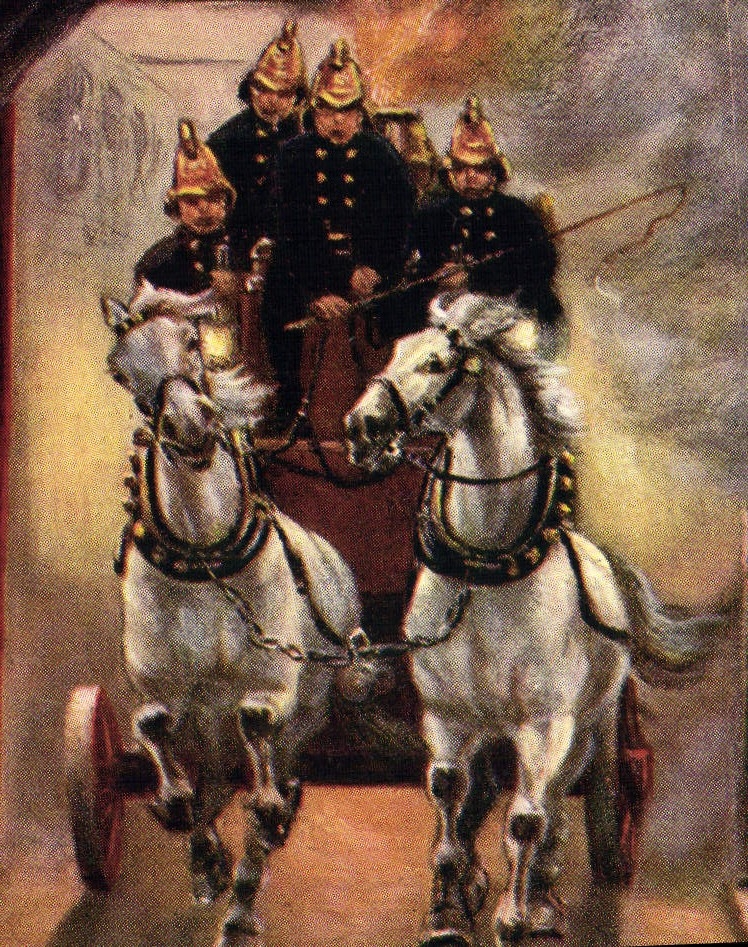 CPA Sapeurs Pompiers A call Chevaux Cheval