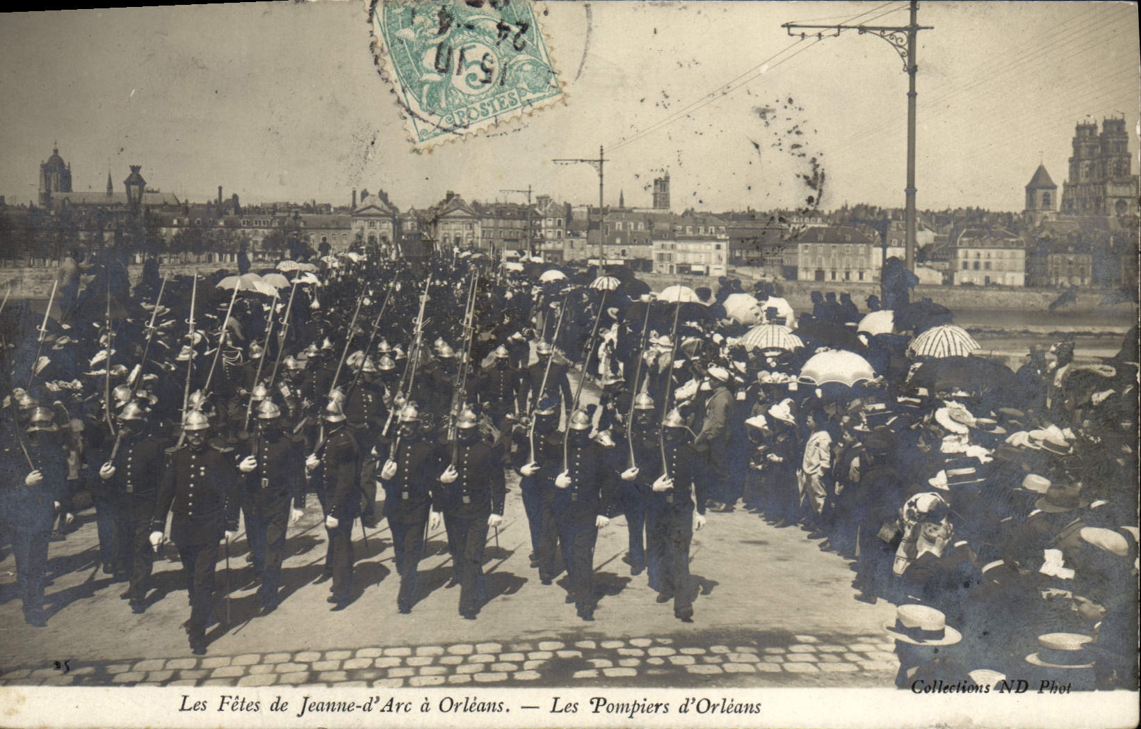 VINTAGE POSTCARD Sappers Firemen festivals of Jeanne d' Arc firemen of Orleans