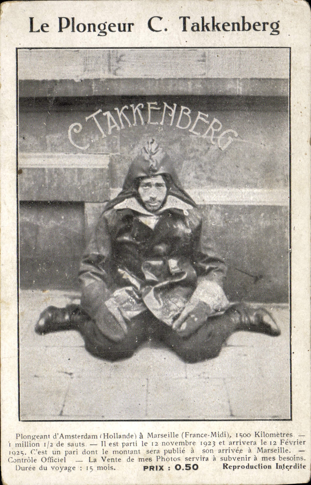 VINTAGE POSTCARD Diver the plunger C Takkenberg