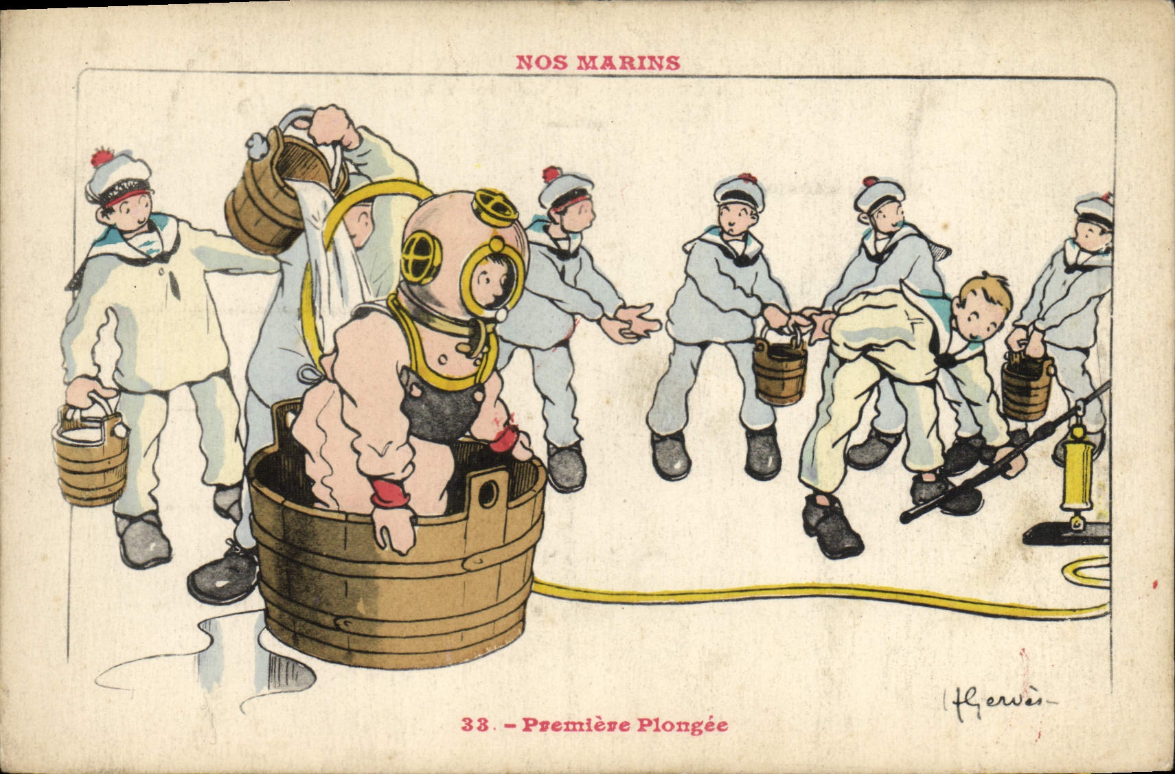 CPA Scaphandrier Nos Marins Illustrateur Gervese 
