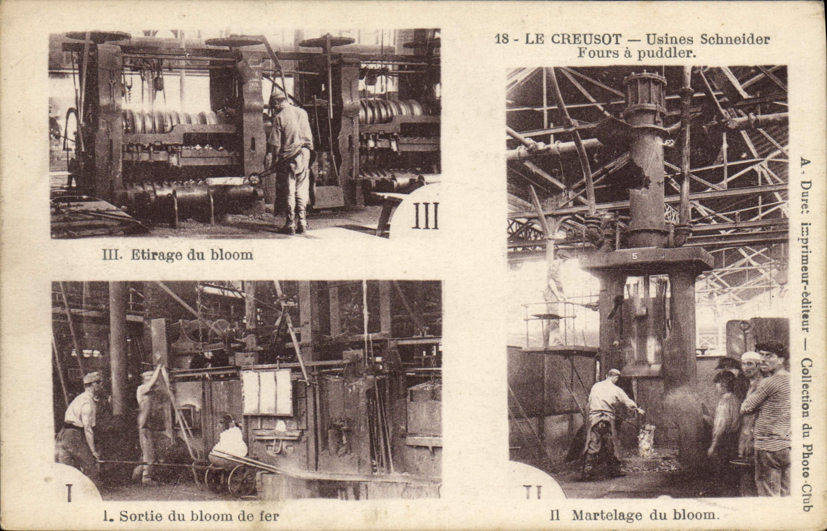 VINTAGE POSTCARD Creusot Usines Schneider Fours has to puddle EBllom