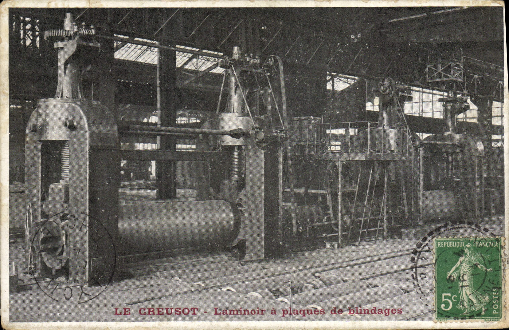 VINTAGE POSTCARD Creusot Usines Schneider Laminoir has armor-plates