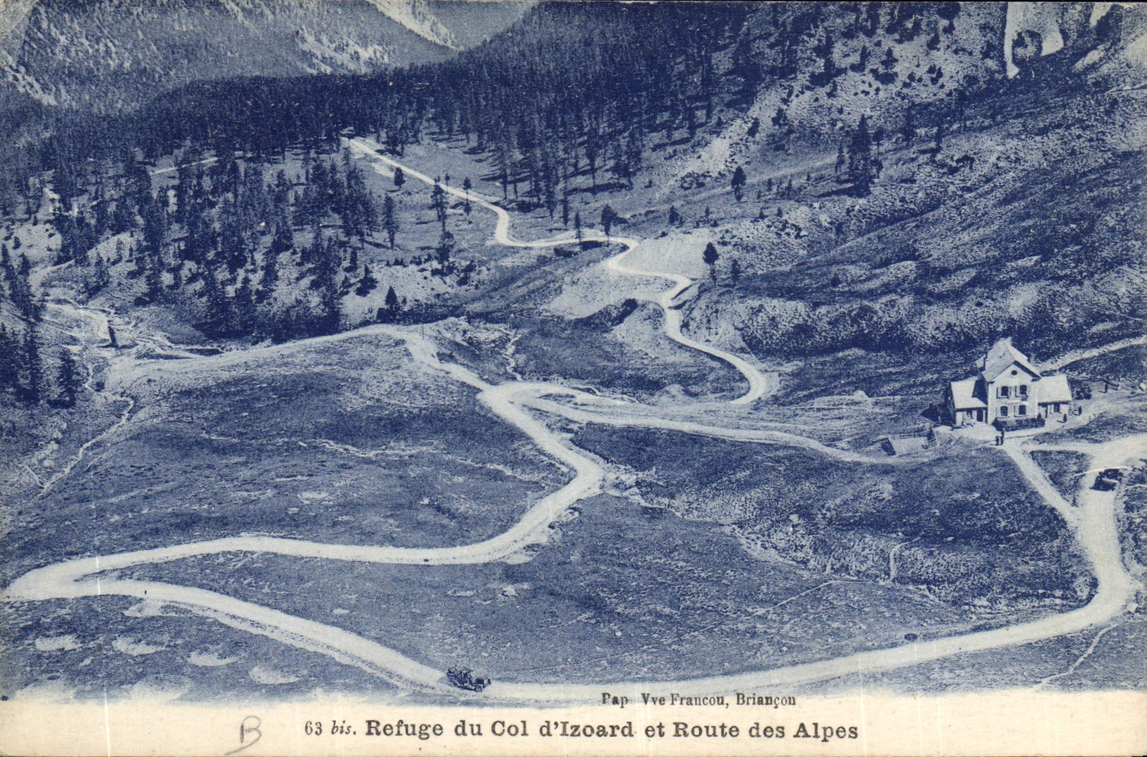 VINTAGE POSTCARD Velo Cycles Cycling Refuge of the collar of Izoard and road of the Alps