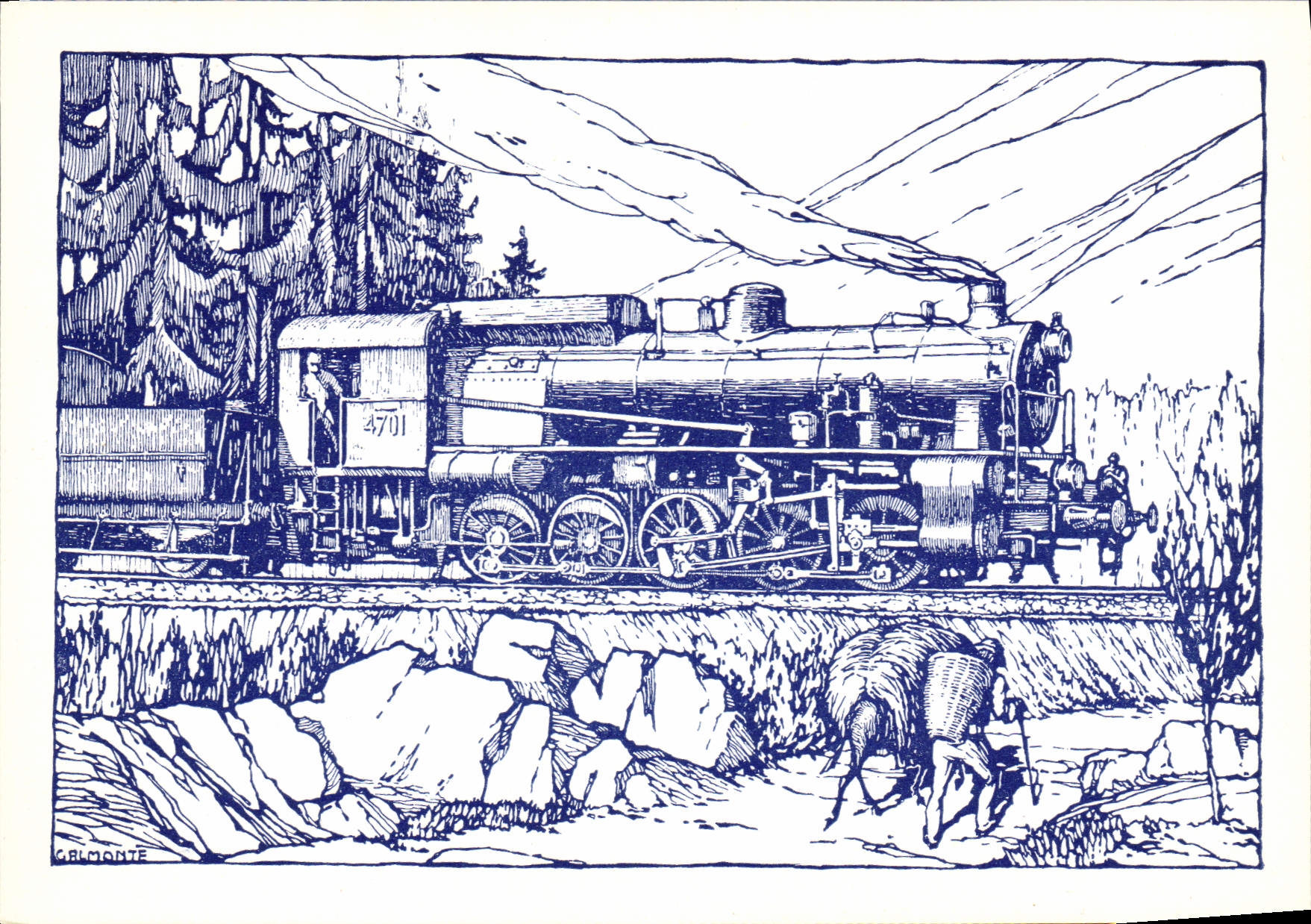 MODERN CARD Railroads Train Engine gr. 470 FS