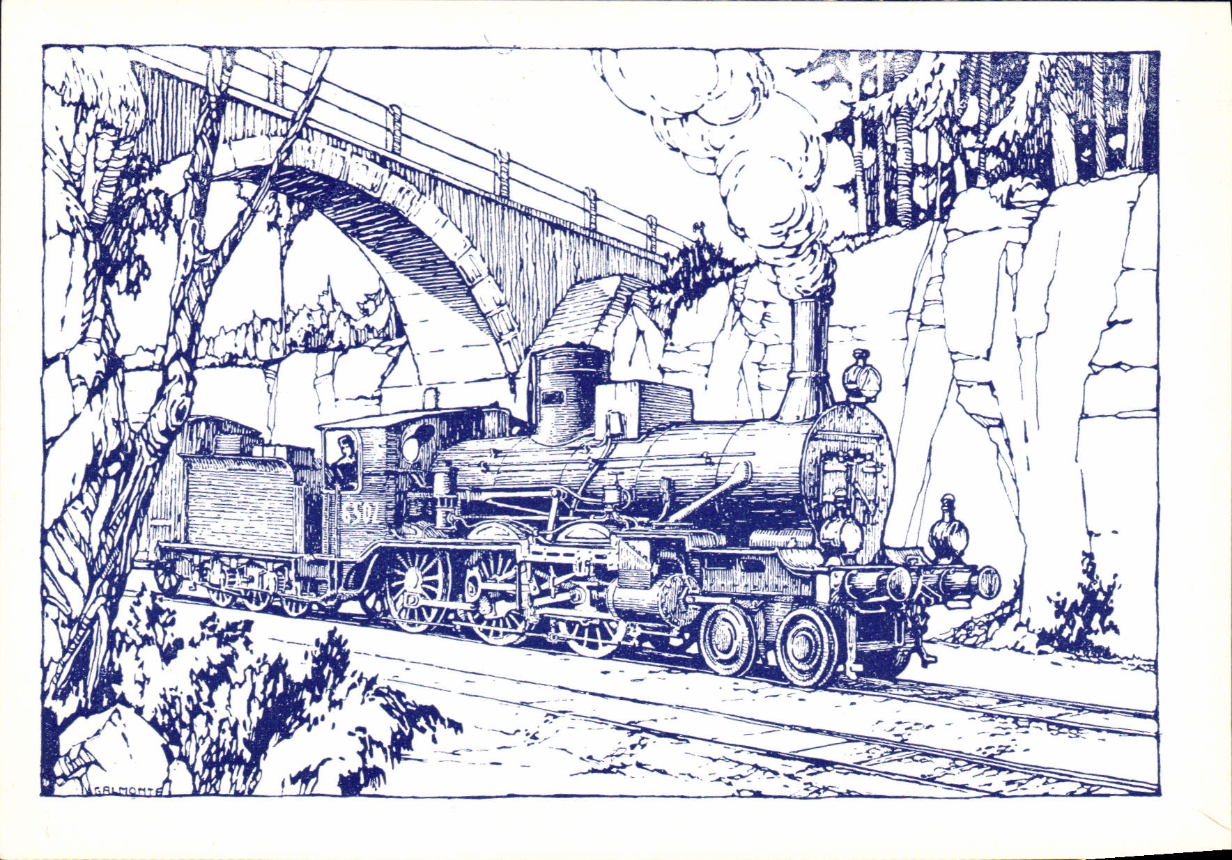 MODERN CARD Railroads Train Engine gr. 650 FS