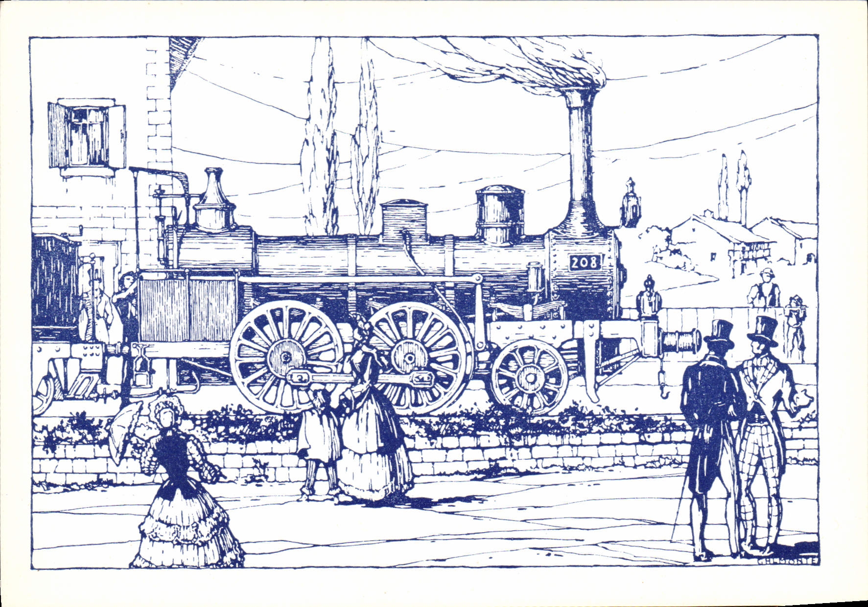 MODERN CARD Railroads Train Engine