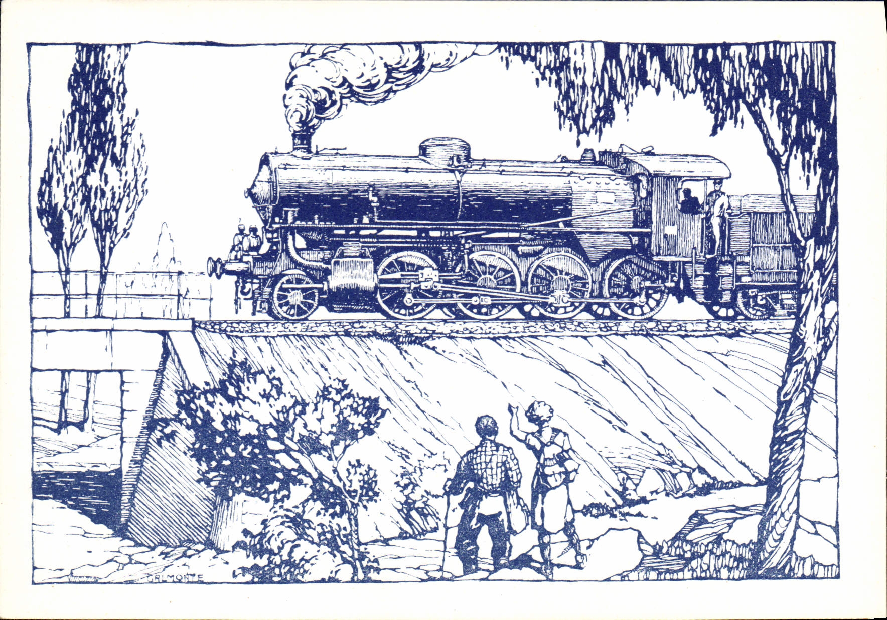 MODERN CARD Railroads Train Engine gr. 744 FS