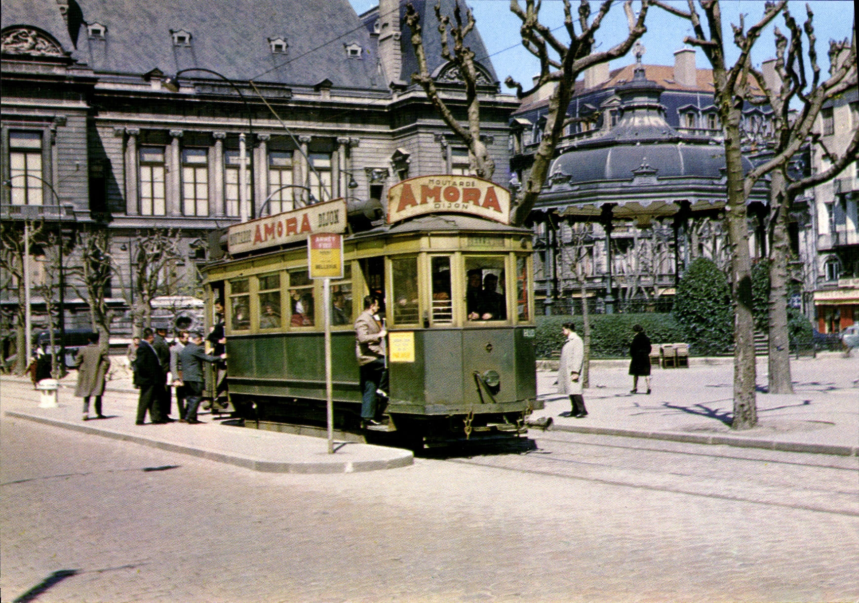 CPM Chemins de Fer Train Tramways de St Etienne Place de la Prefecture