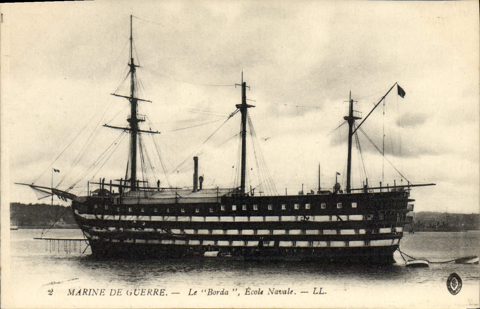 CPA Bateau Voilier Marine de guerre Le Borda Ecole navale 