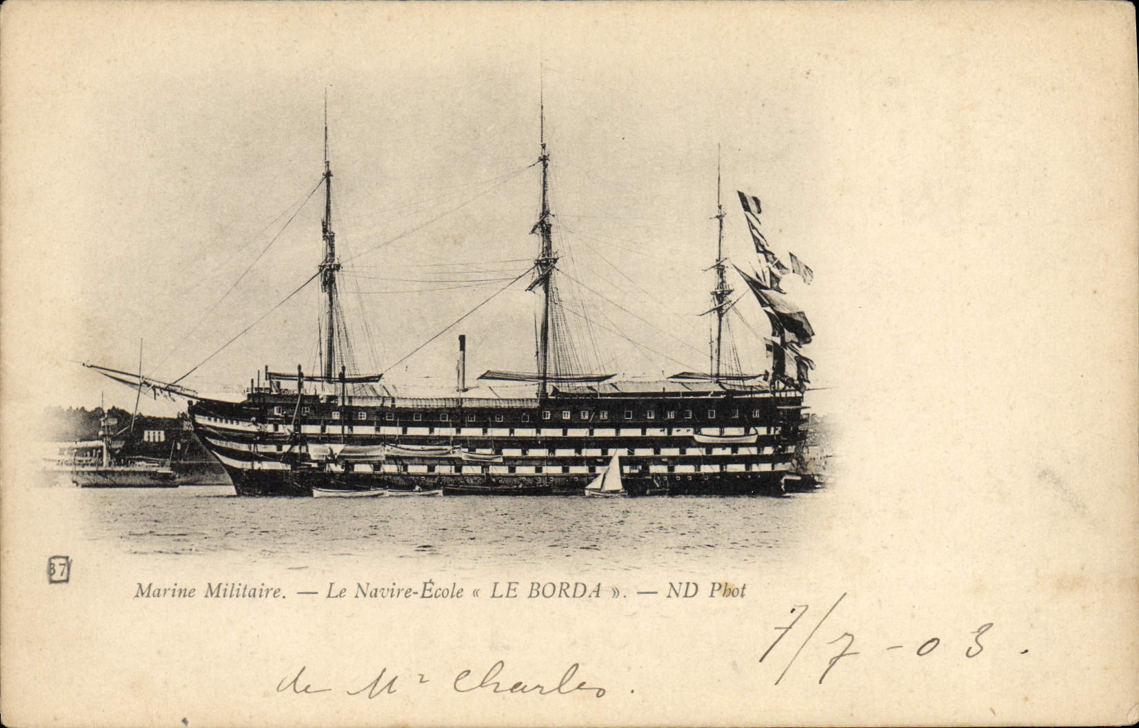 CPA Bateau Voilier Le navire ecole Le Borda