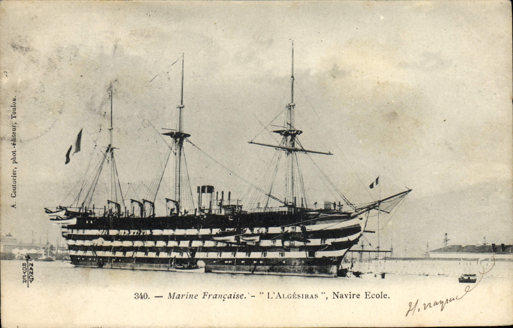 VINTAGE POSTCARD Sailing Boat Algeciras Ship School