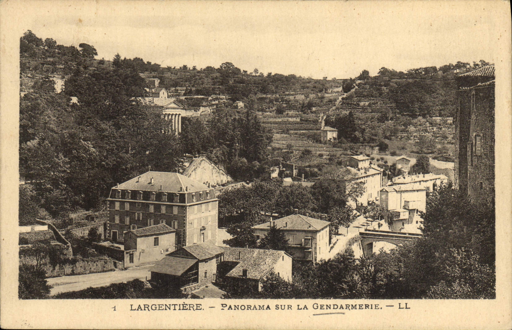 CPA Largentiere Panorama sur la gendarmerie