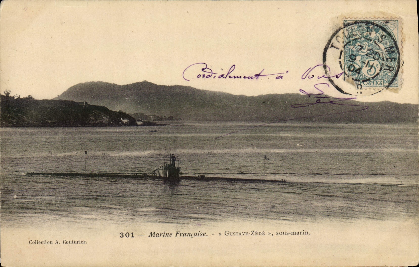 CPA Bateau Sous marin Gustave Zede 