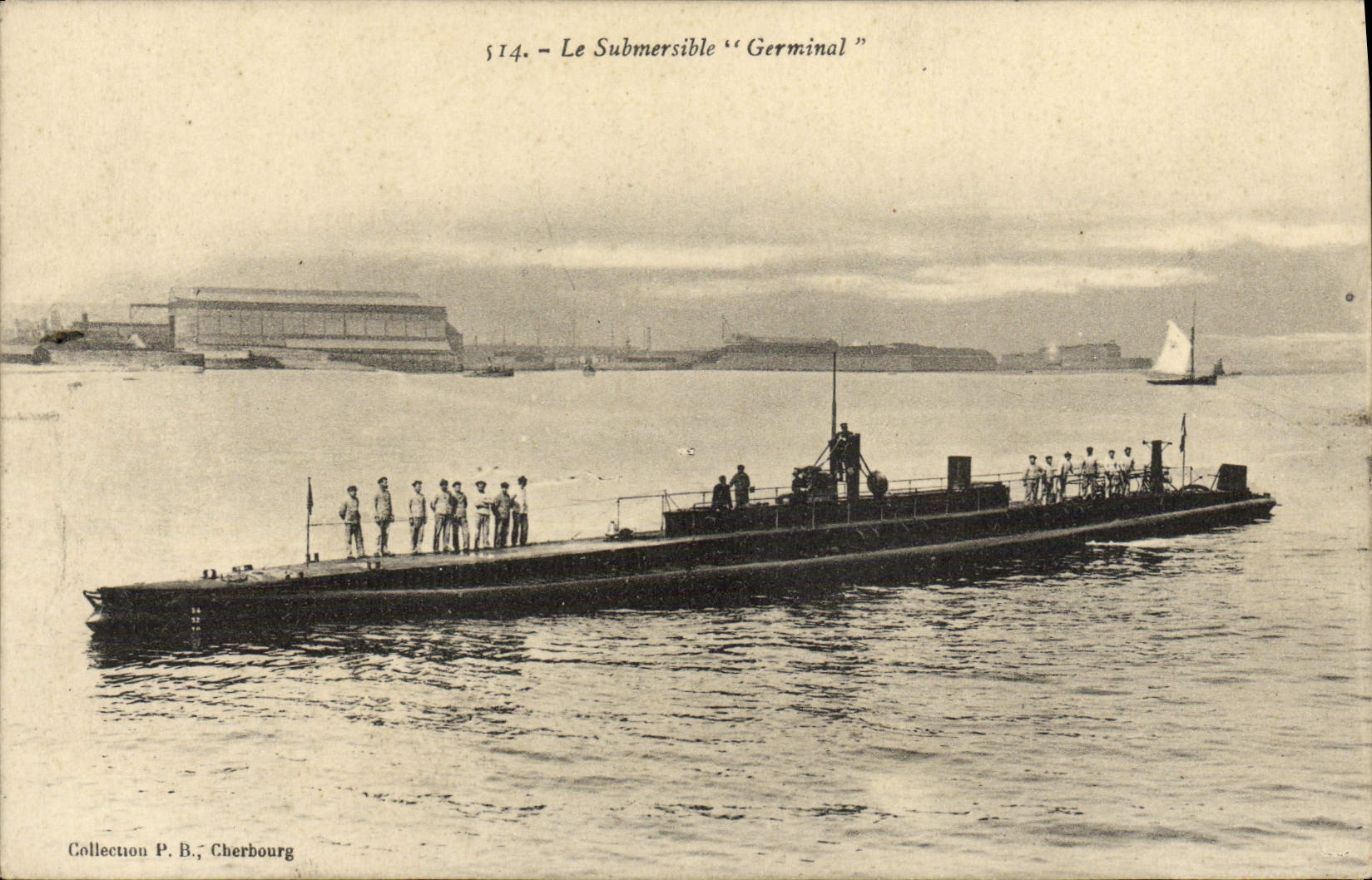 VINTAGE POSTCARD Boat Germinal Sinkable Submarine