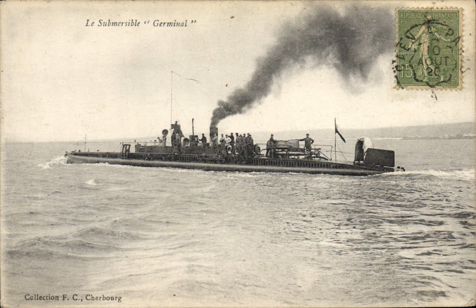 VINTAGE POSTCARD Boat Germinal Submarine