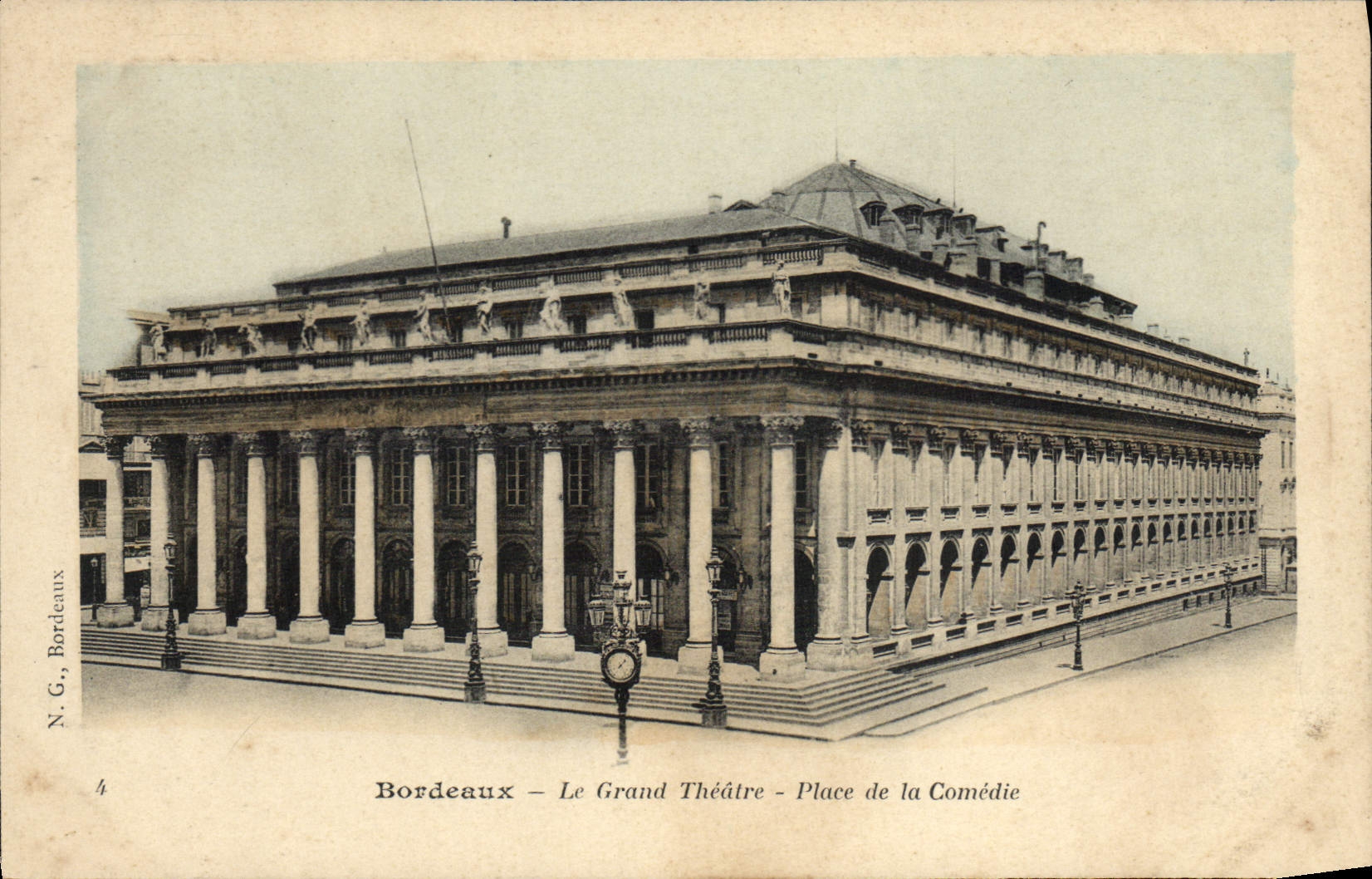 VINTAGE POSTCARD Bordeaux the large Theater Places Comedy