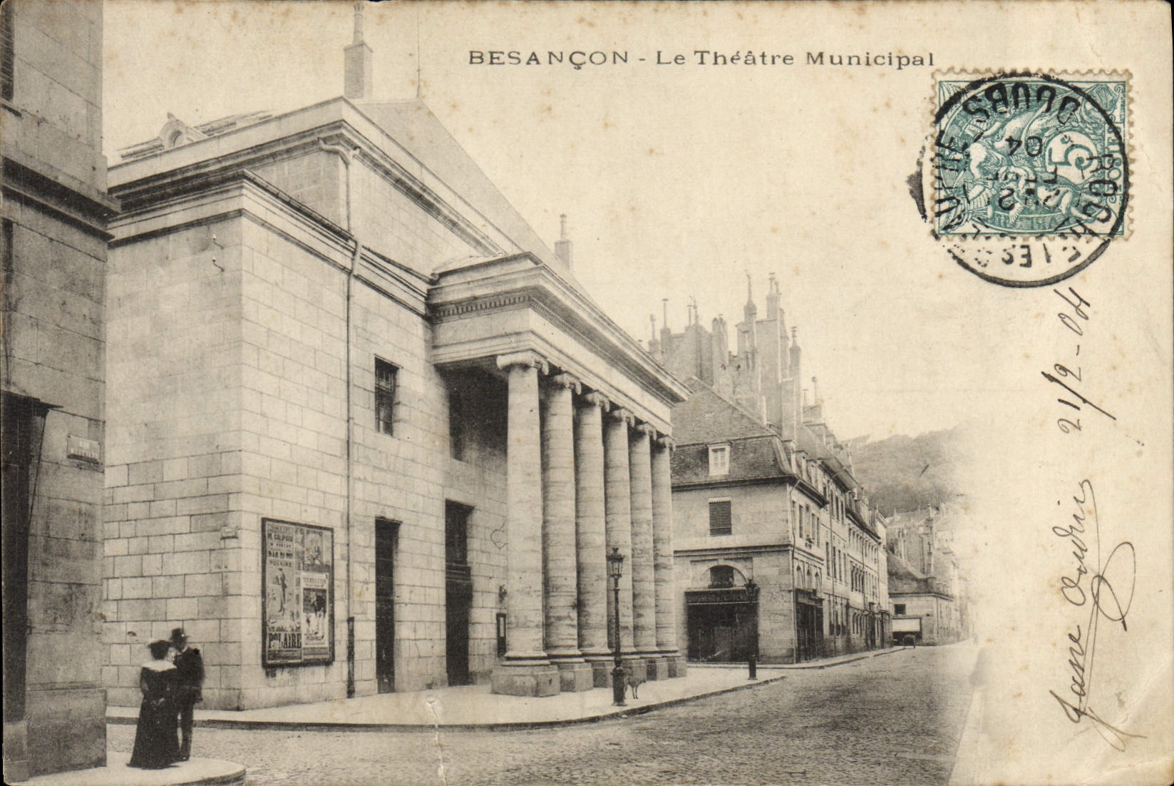 VINTAGE POSTCARD Besancon the municipal Theater