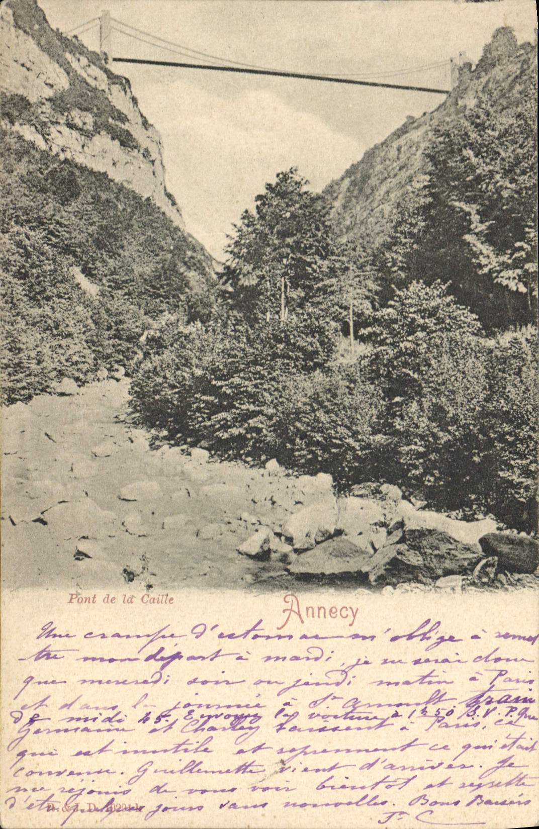 VINTAGE POSTCARD Annecy Bridge of ruail