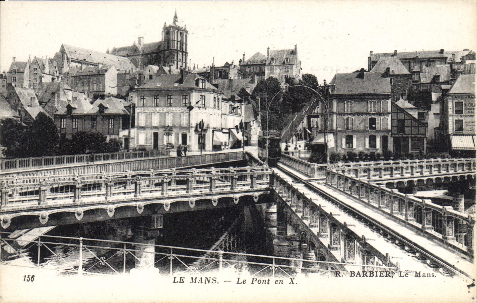 CPA Le Mans Le Pont en X Tramway