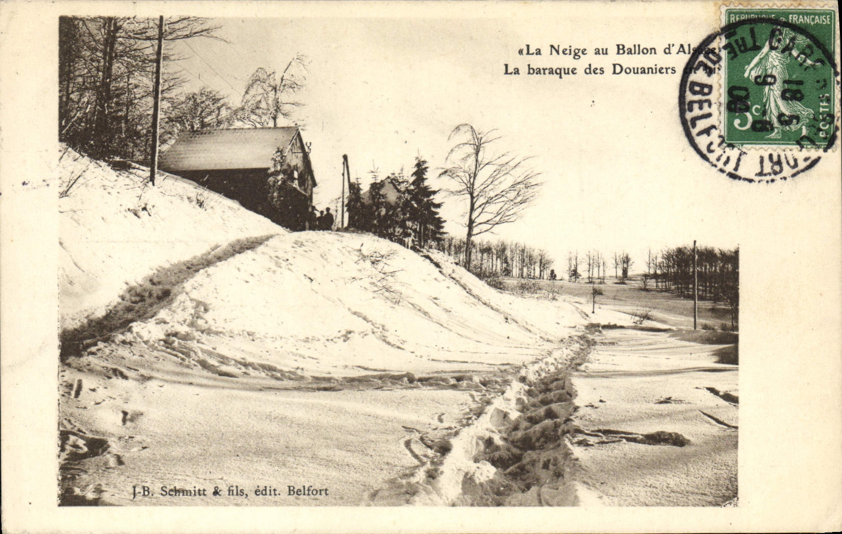 CPA Douane Douanes La neige au Ballon d'Alsace La baraque des douaniers