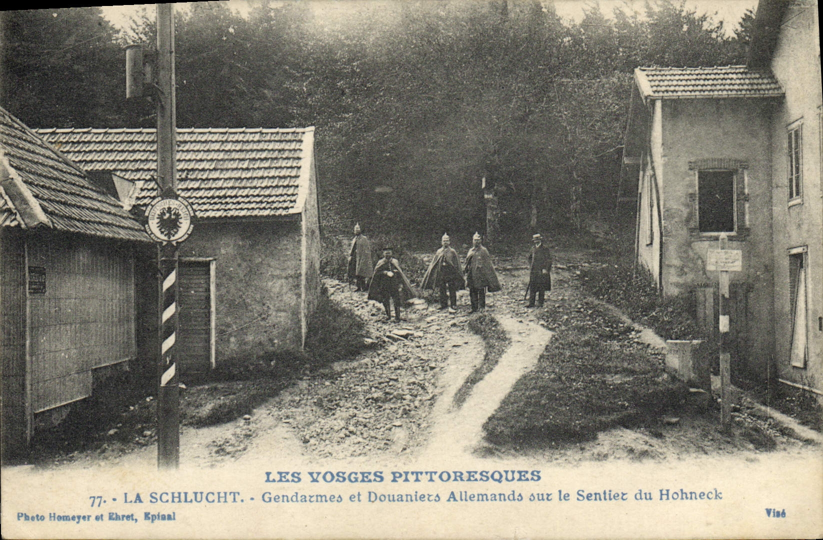 VINTAGE POSTCARD Customs Vosges Customs German Schlucht Gendarmes and customs officers on the path of Hohneck