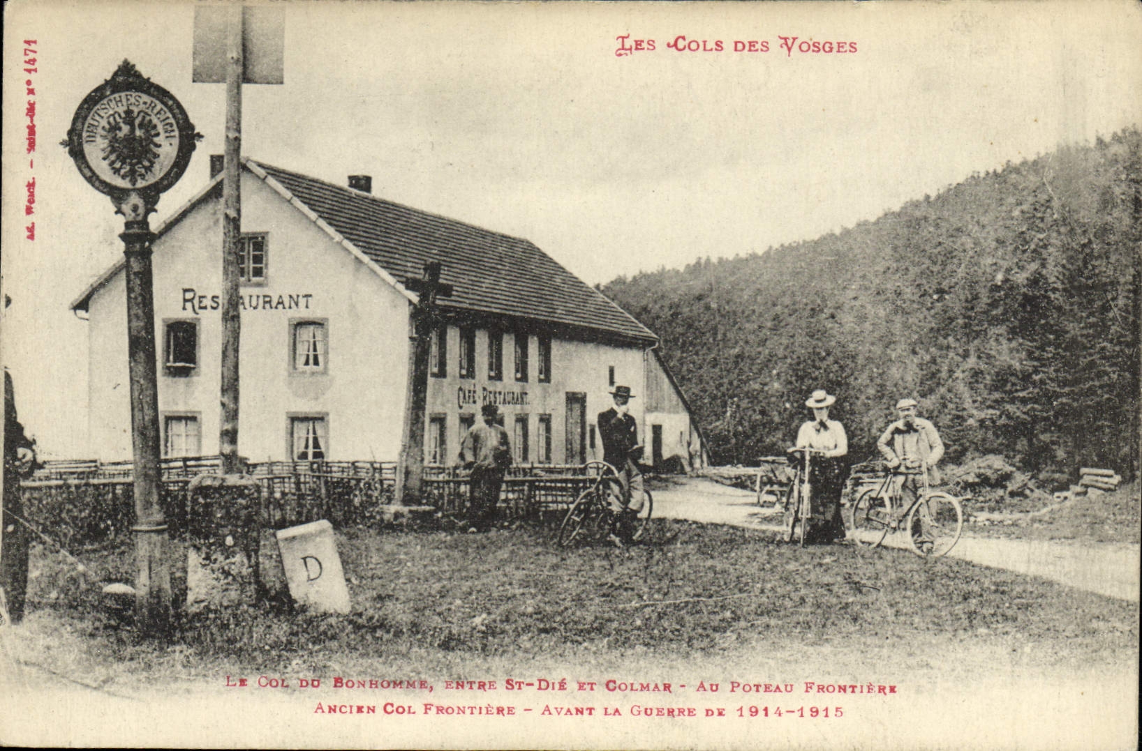Collares de las aduanas de las aduanas de la POSTAL de la VENDIMIA de los Vosges que el collar del retén entre el St muere y Colamr con la frontera de restauración del poste
