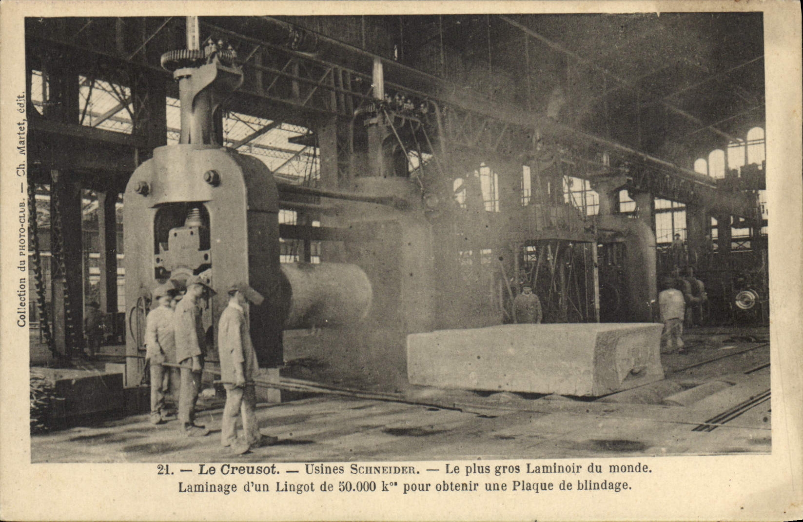 La POSTAL Industrie de la VENDIMIA trabaja a máquina los establecimientos de los SEÑORES Schneider y Co más laminoire del mundo de Laminage de un lingote