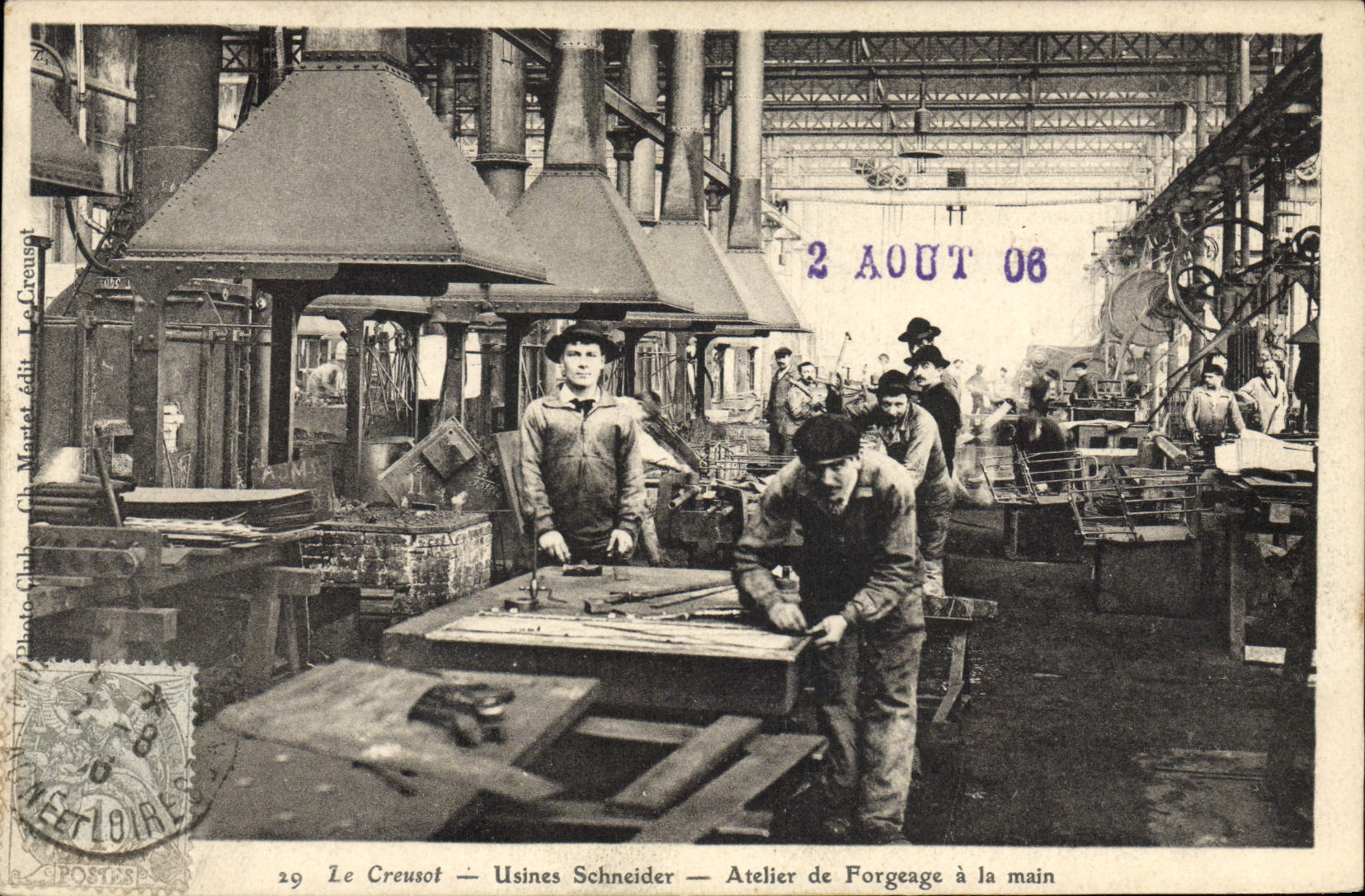 Taller de Schneider de las fábricas de la industria de la POSTAL de la VENDIMIA de forjar a la mano