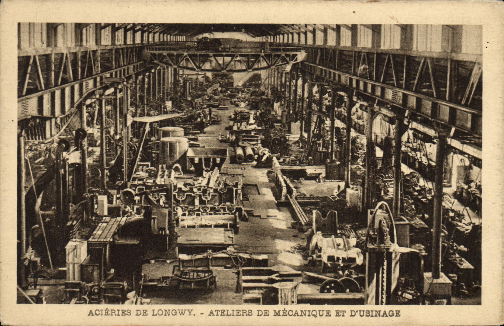 VINTAGE POSTCARD Industrie Machines Steel-works of Longwy Ateliers of mechanics and machining