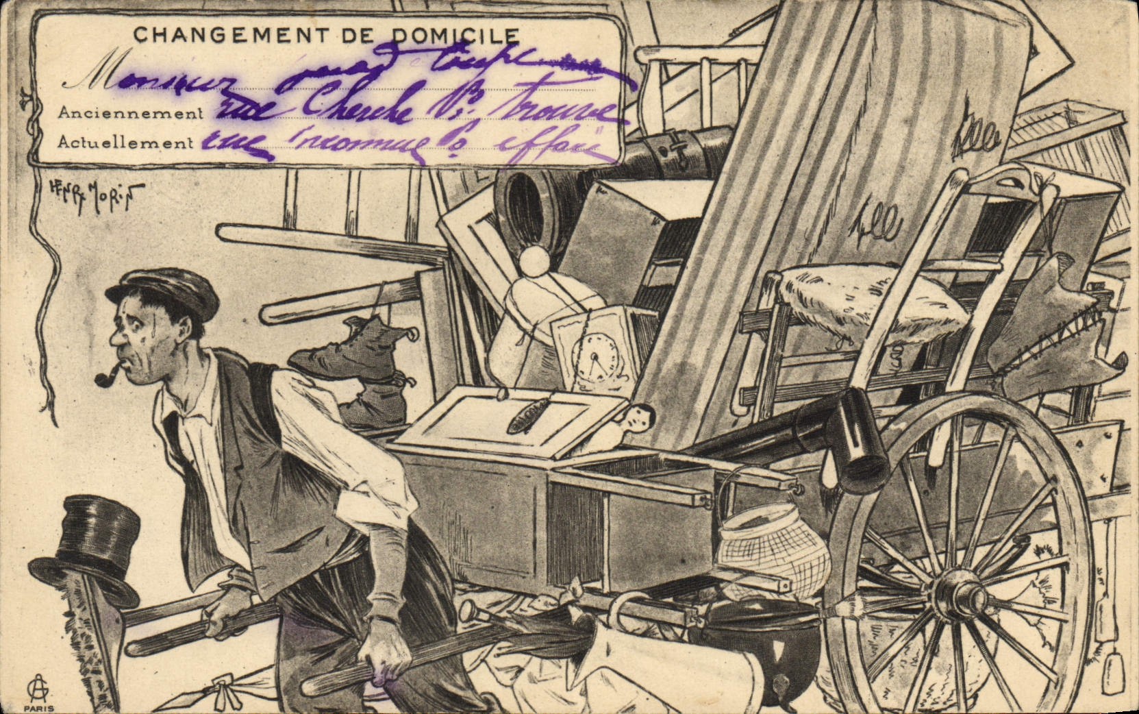 CPA Changement de domicile Demenagement Illustrateur Morin 