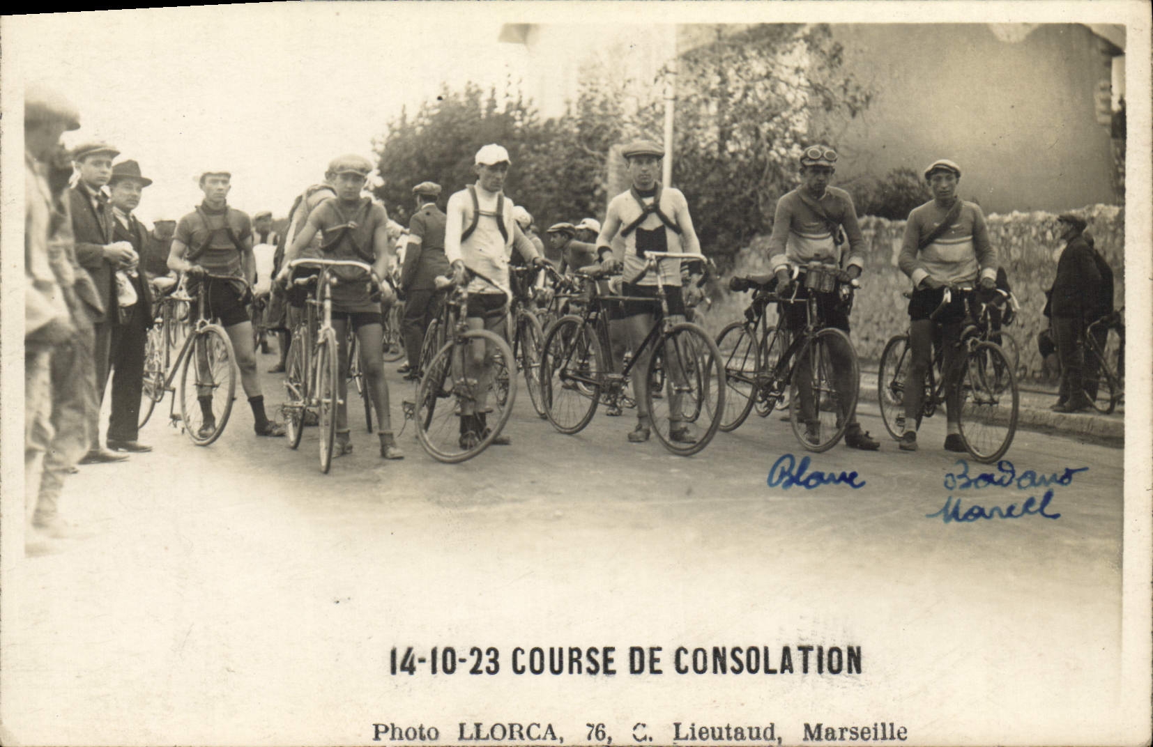 VINTAGE POSTCARD Velo Cycles Cycling Race of consolation Llorca Marseilles