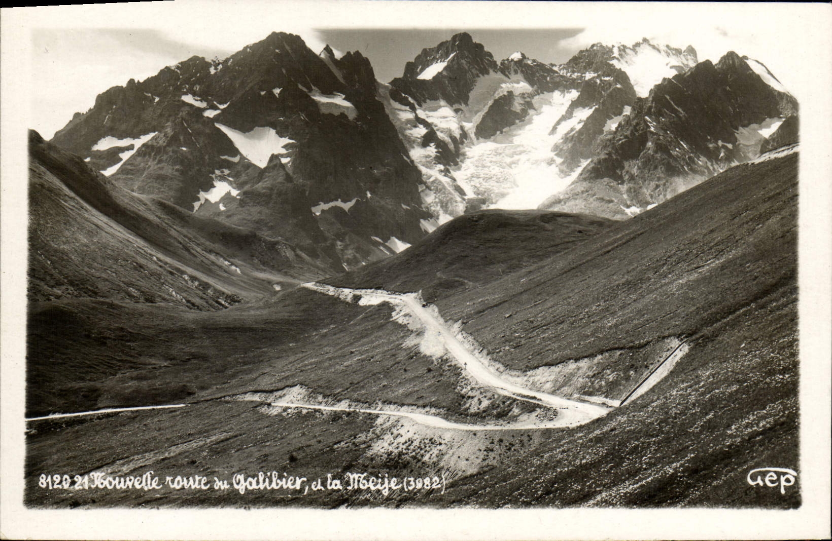 VINTAGE POSTCARD Velo Cycles Cycling Route du Galibier and Meije