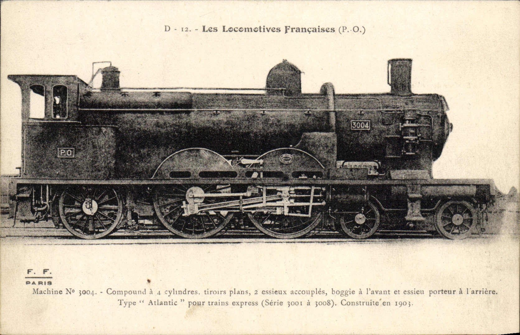 El compuesto de la máquina 3004 del motor del tren de la POSTAL de la VENDIMIA tiene 4 cilindros