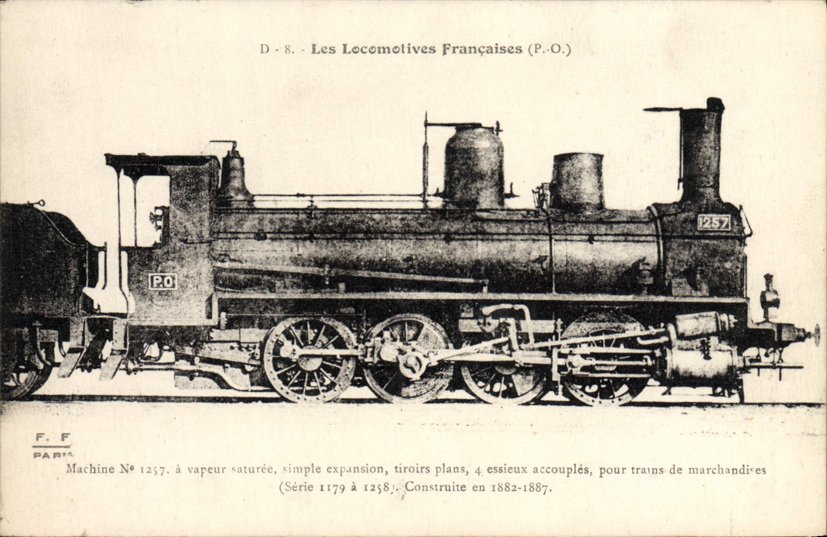 La máquina 1257 del motor del tren de la POSTAL de la VENDIMIA tiene saturee del vapor
