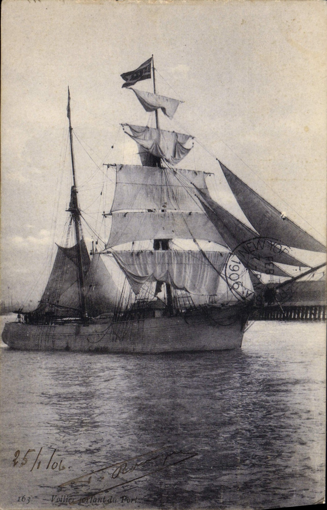 VINTAGE POSTCARD Sailing Boat on the basis of the port