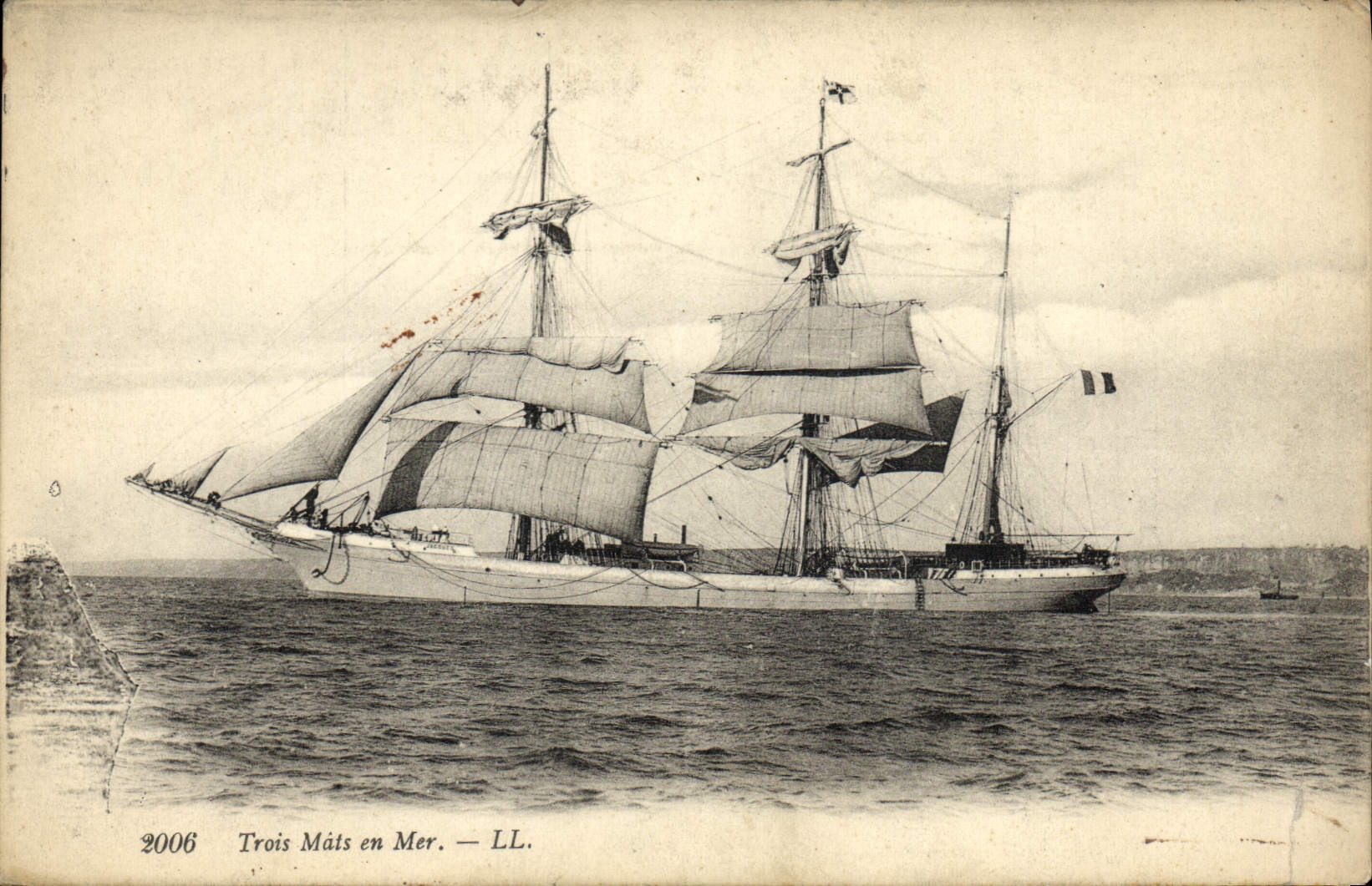 VINTAGE POSTCARD Sailing Boat Three chechmates at sea