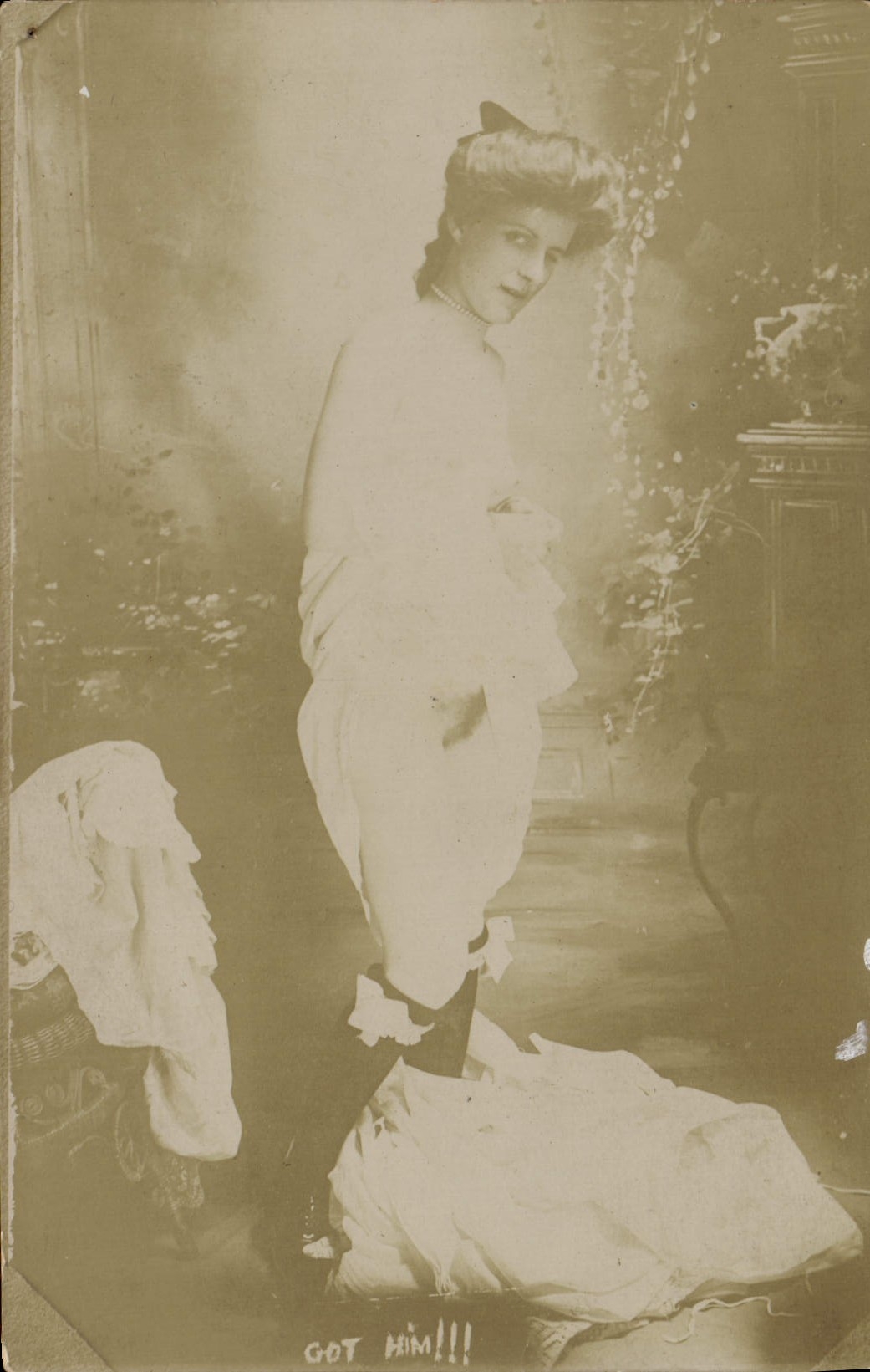 VINTAGE POSTCARD Erotic Woman Got him