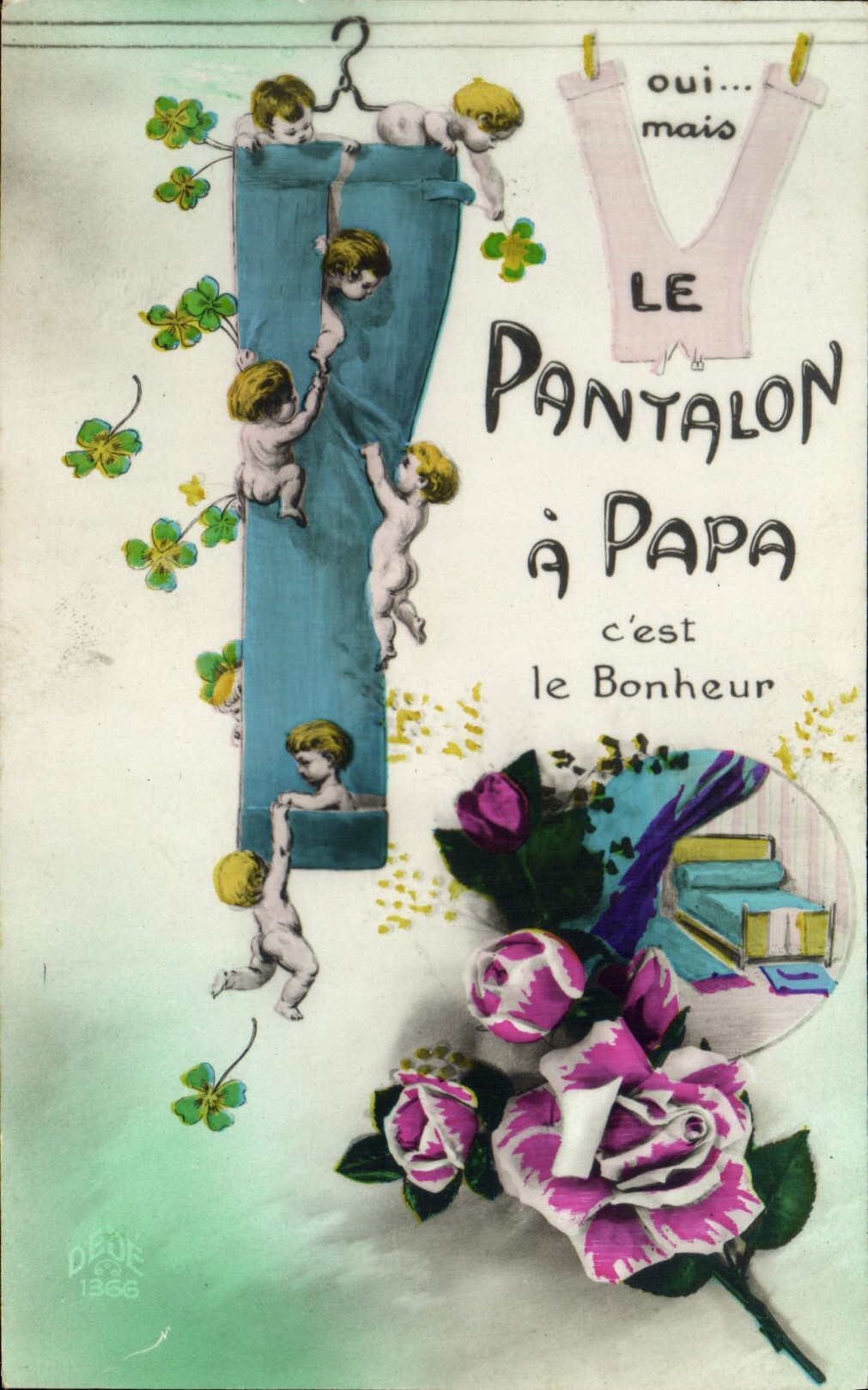 VINTAGE POSTCARD Fantasy Child Baby Letter P