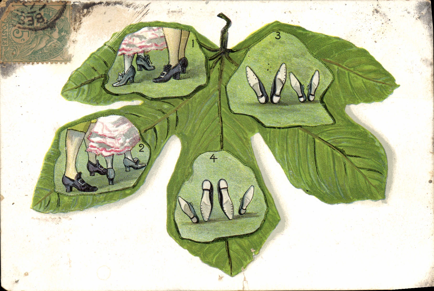 VINTAGE POSTCARD Love Vineleaf