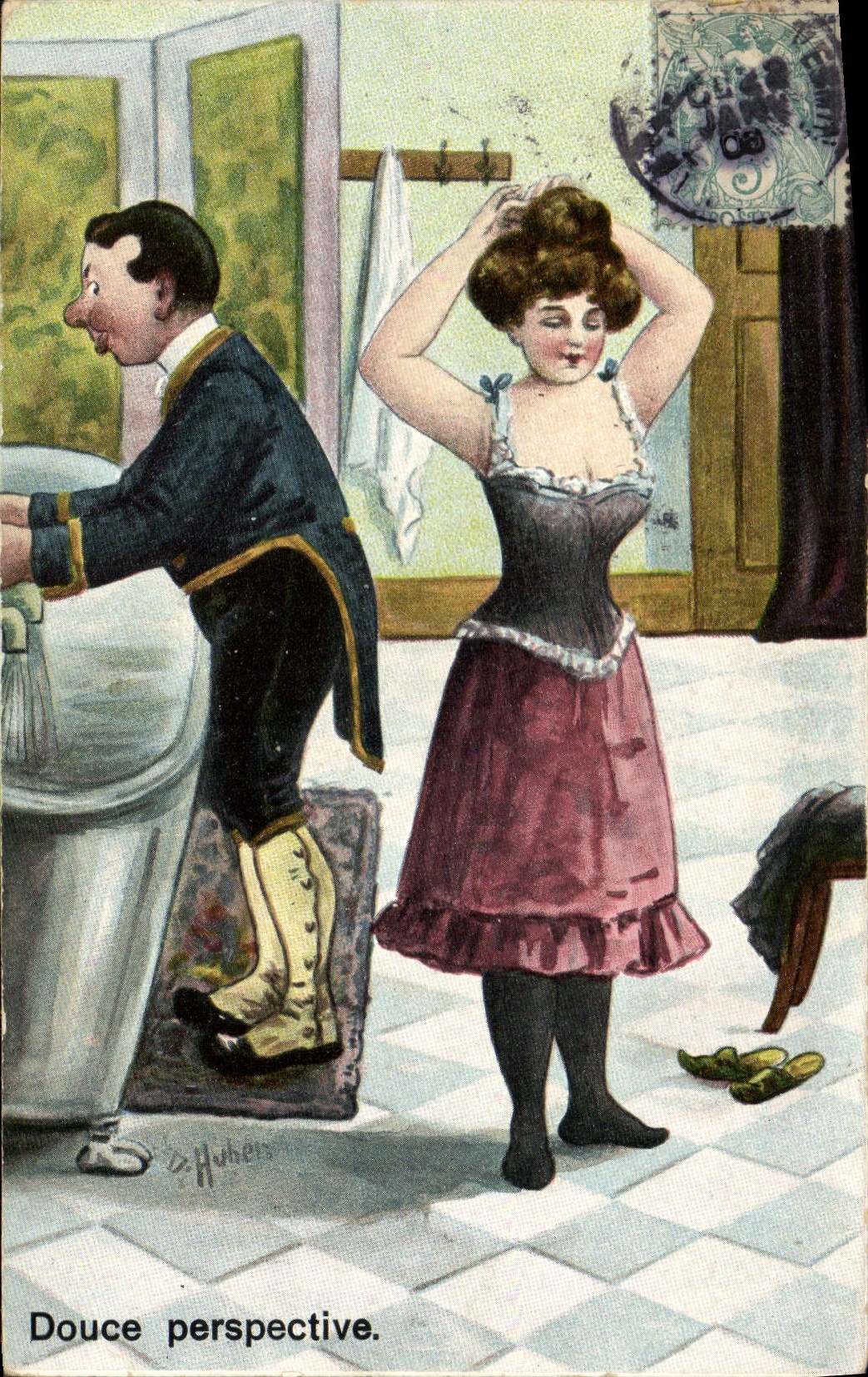 VINTAGE POSTCARD Love Soft prospect Woman