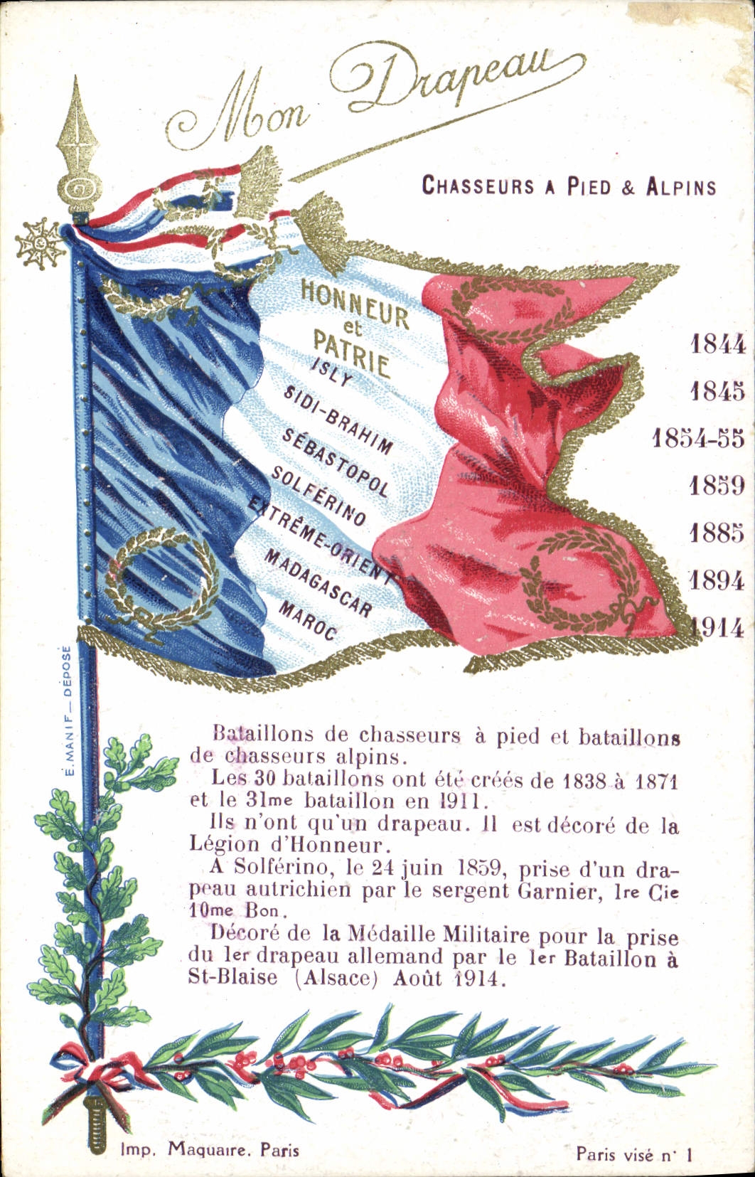 VINTAGE POSTCARD Militaria Chasseurs has feet & alpine