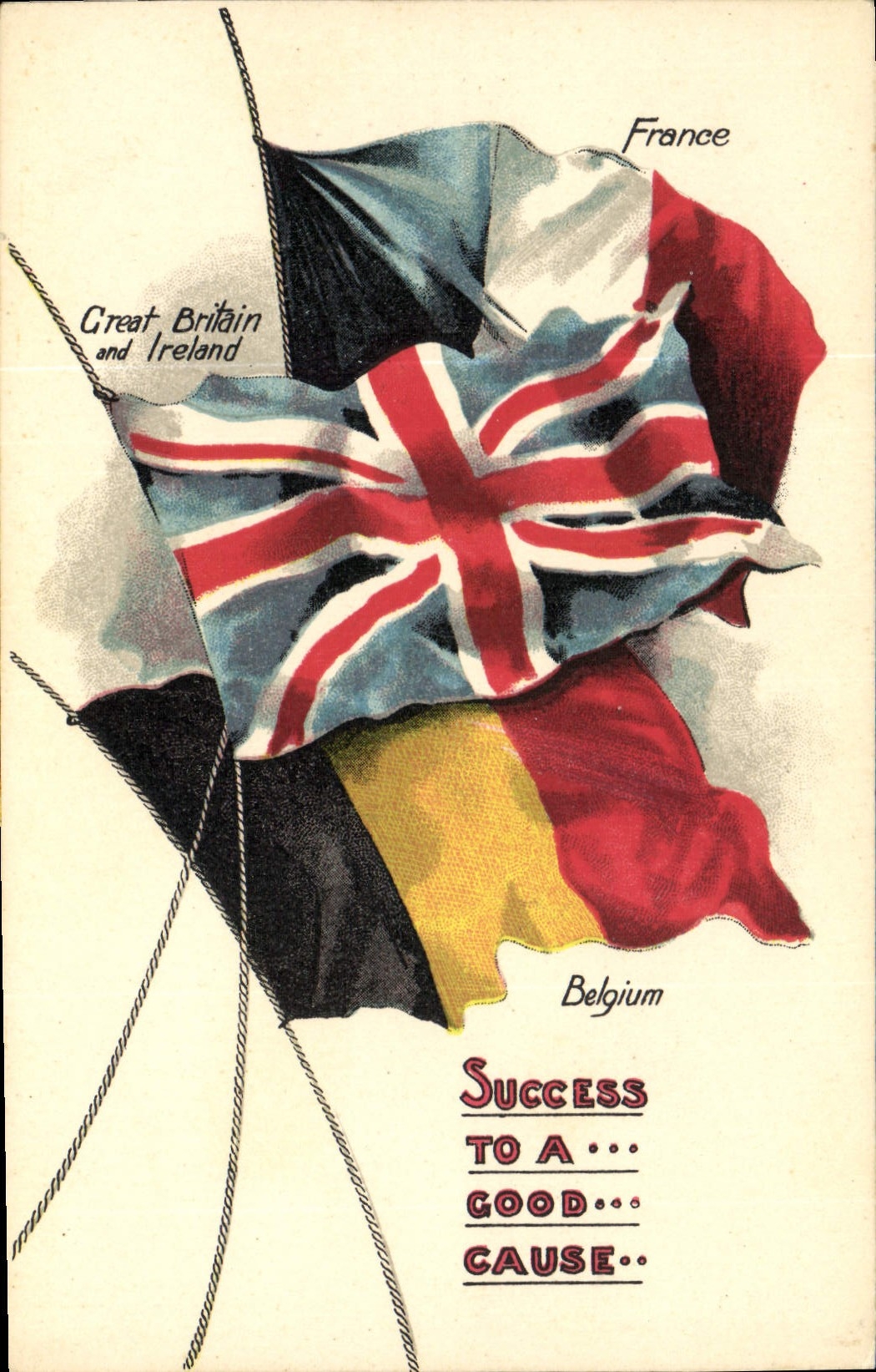 VINTAGE POSTCARD Militaria Flags France Belgium England