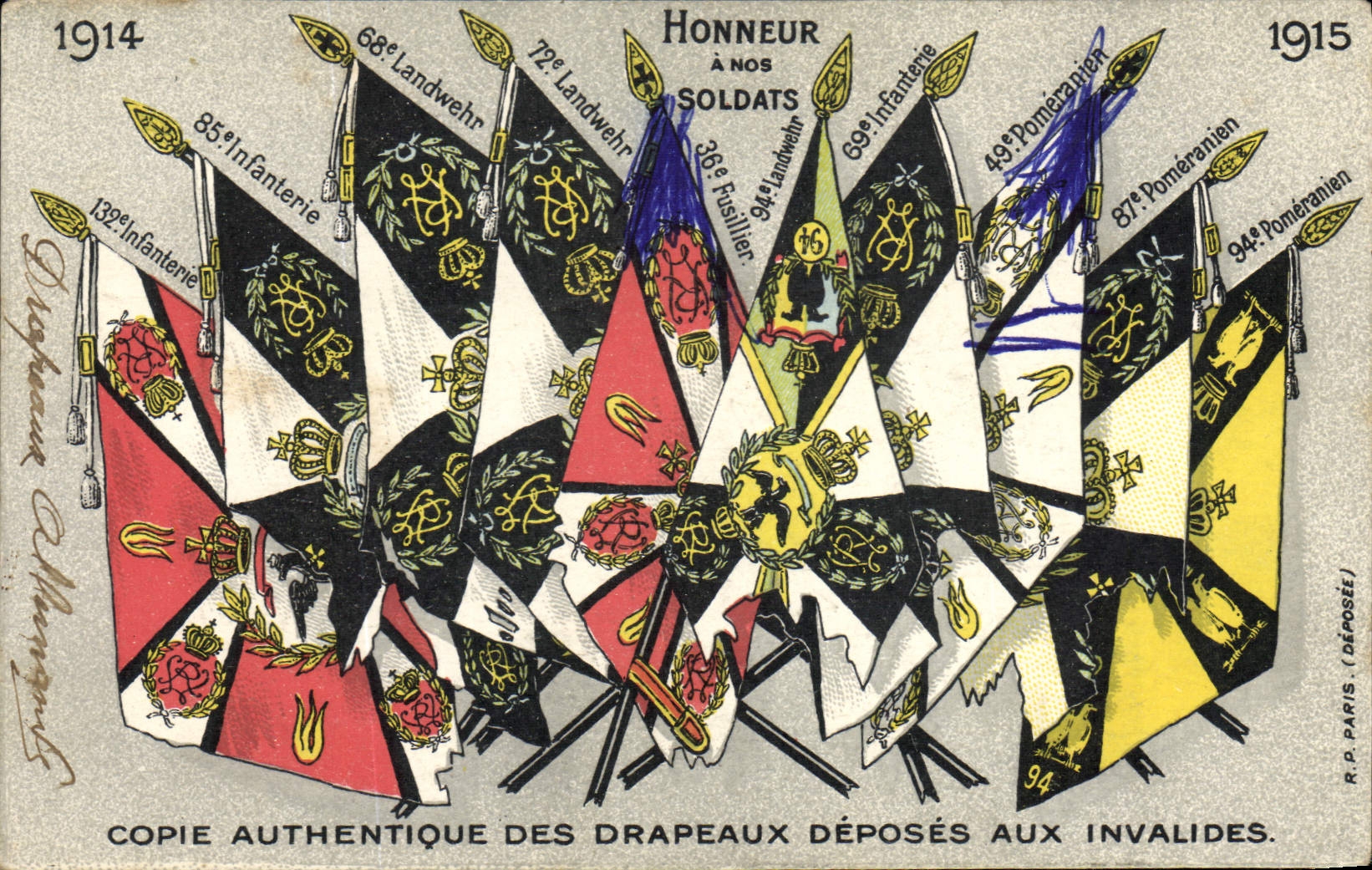 VINTAGE POSTCARD Militaria Flags Paris Museum of the Invalids