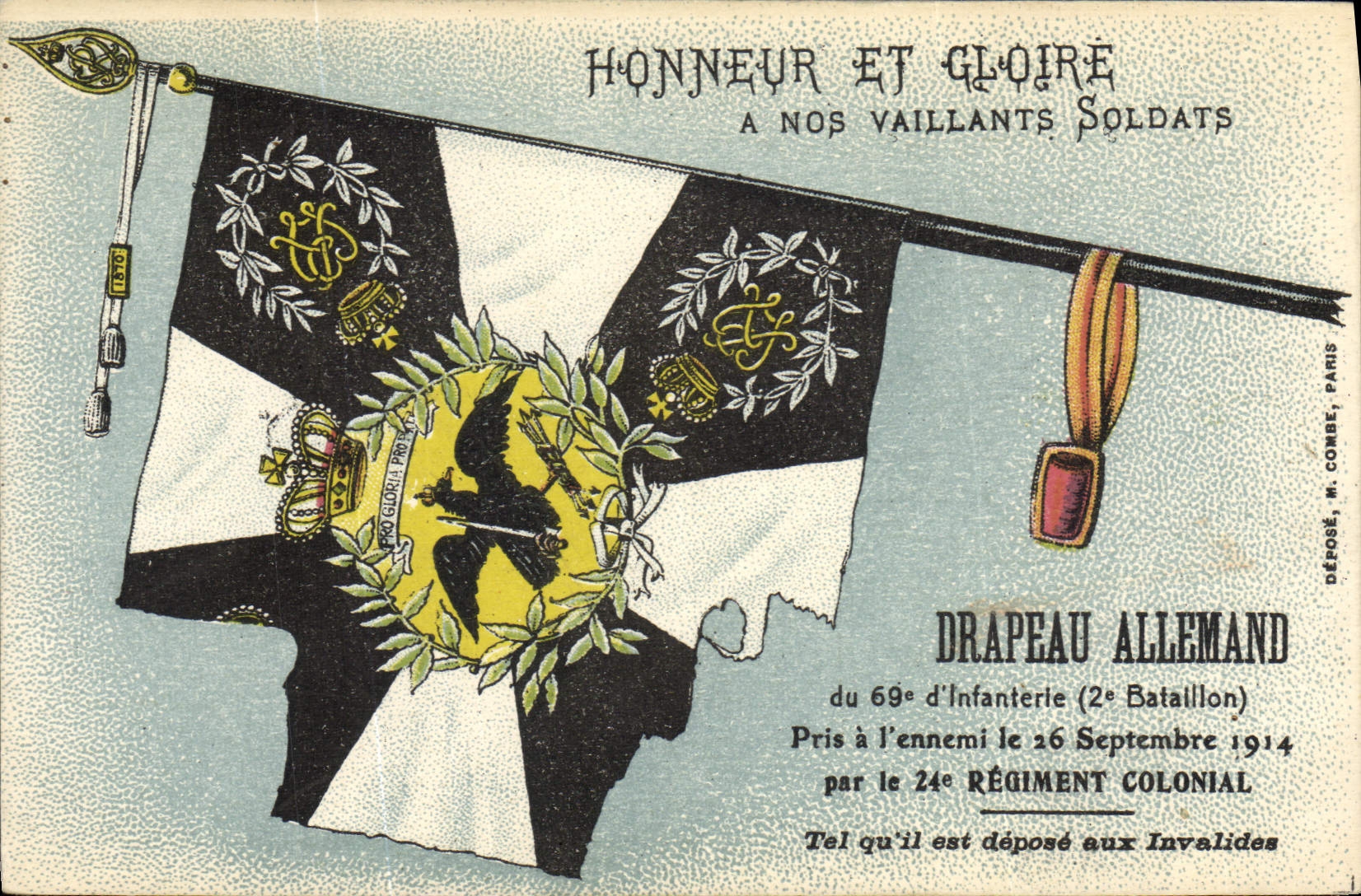 CPA Militaria Drapeau allemand 69eme d'infanterie