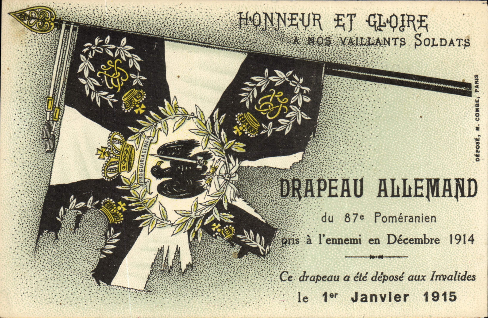 CPA Militaria Drapeau allemand du 87eme Pomeranien 