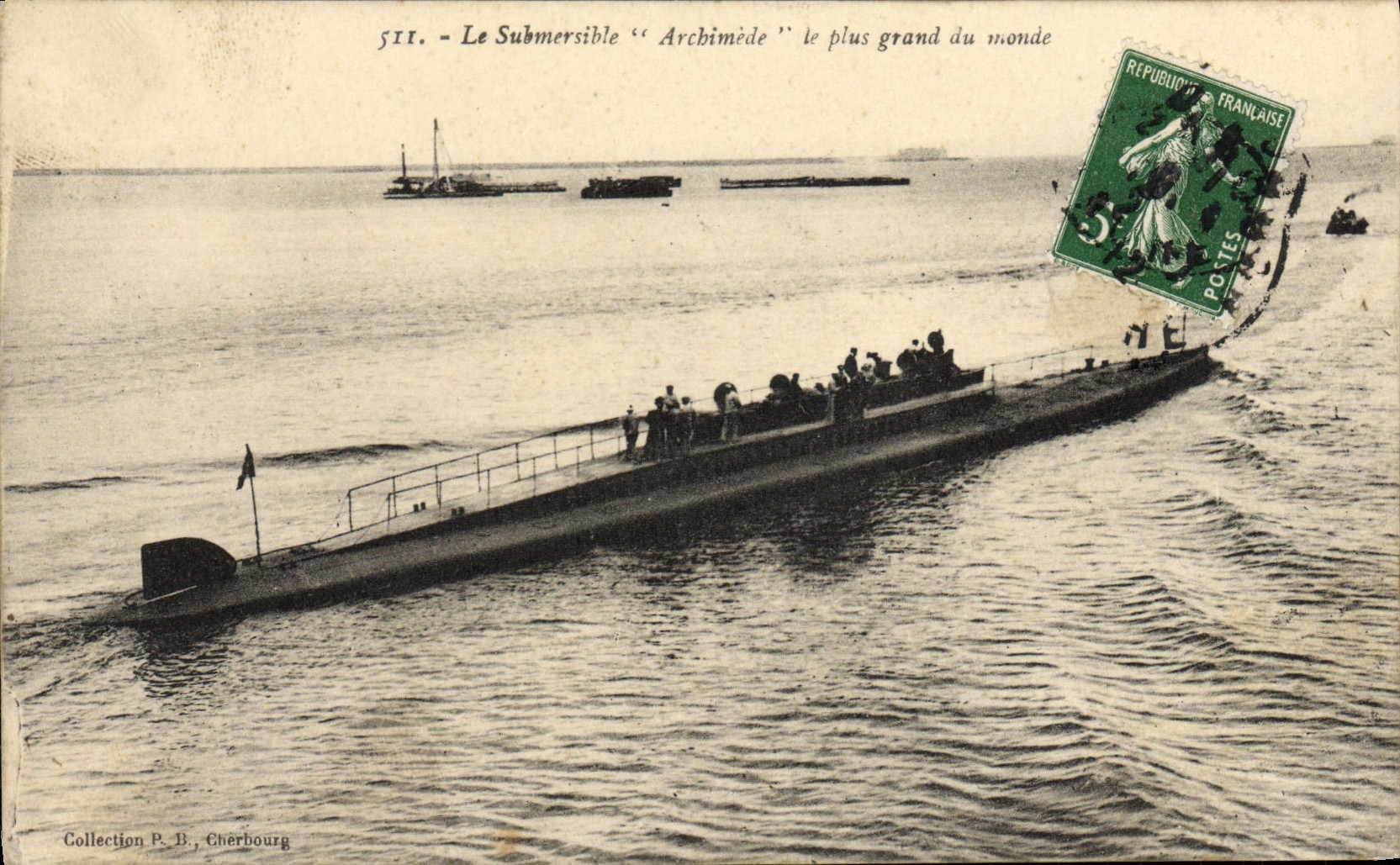 VINTAGE POSTCARD Boat Underwater Submarine Archimedes